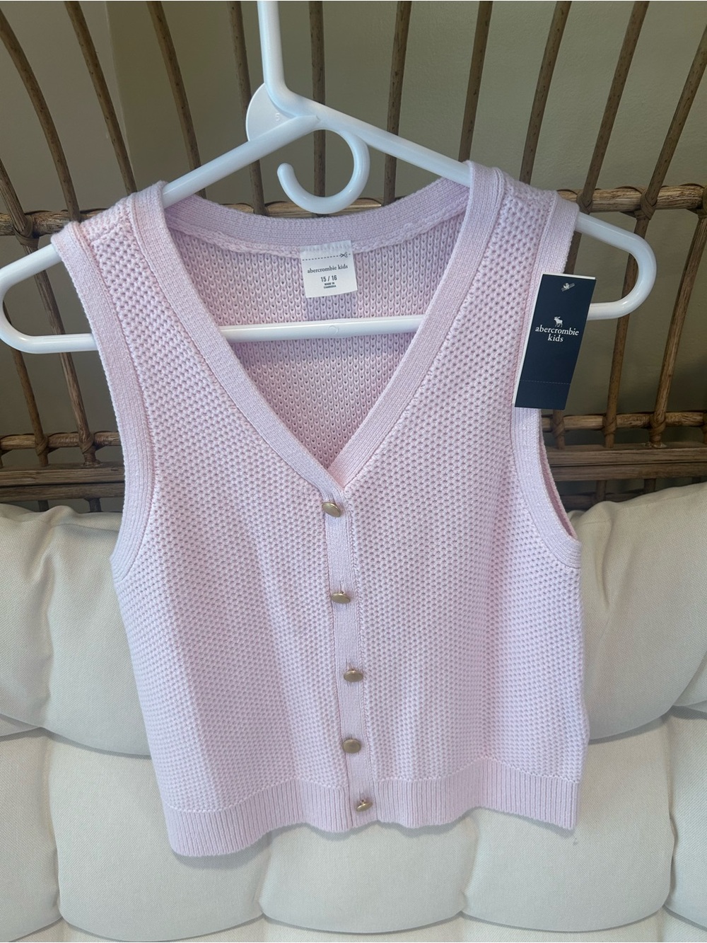 abercrombie kids Pink Knit Button-Front Vest
